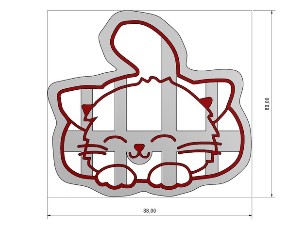 Cartoon Kitten Cookie Cutter and Stamper