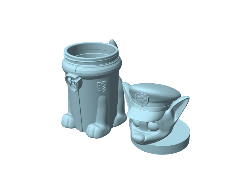 Chase di Paw Patrol, vaso con tappo a forma di testa