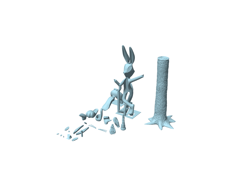 Bugs Bunny in piedi con carota e tronco, figura da assemblare