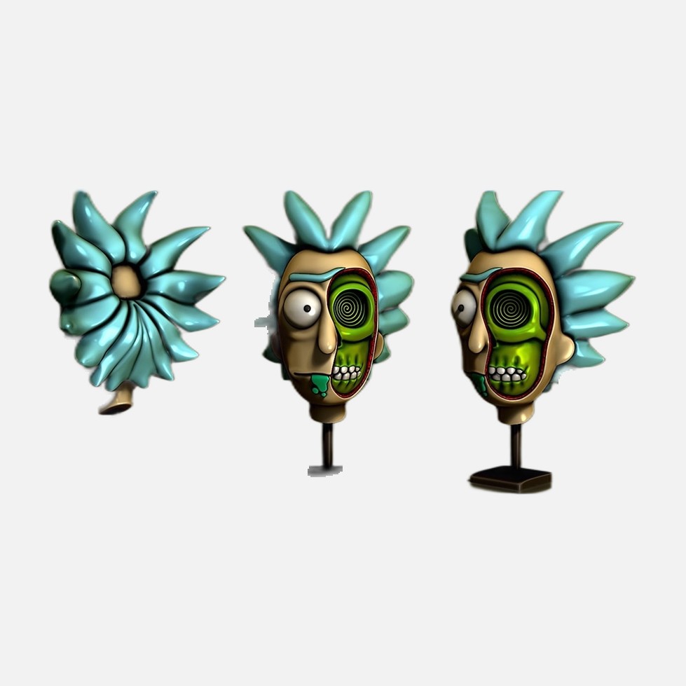 Rick Sanchez zombi, testa con supporto