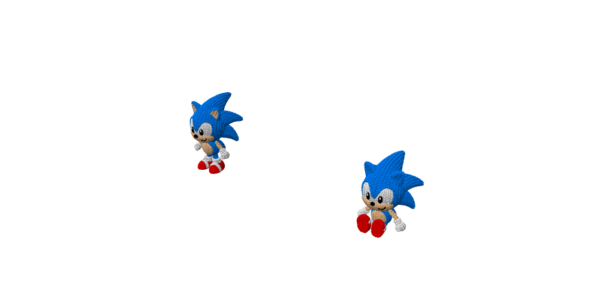 Sonic, statuina in stile lavorato a maglia