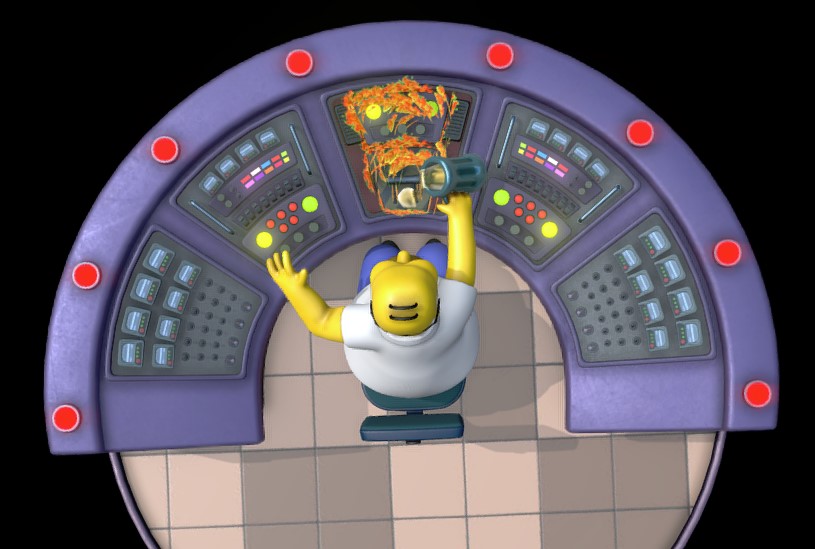 Homer Simpson alla console di controllo, diorama da assemblare