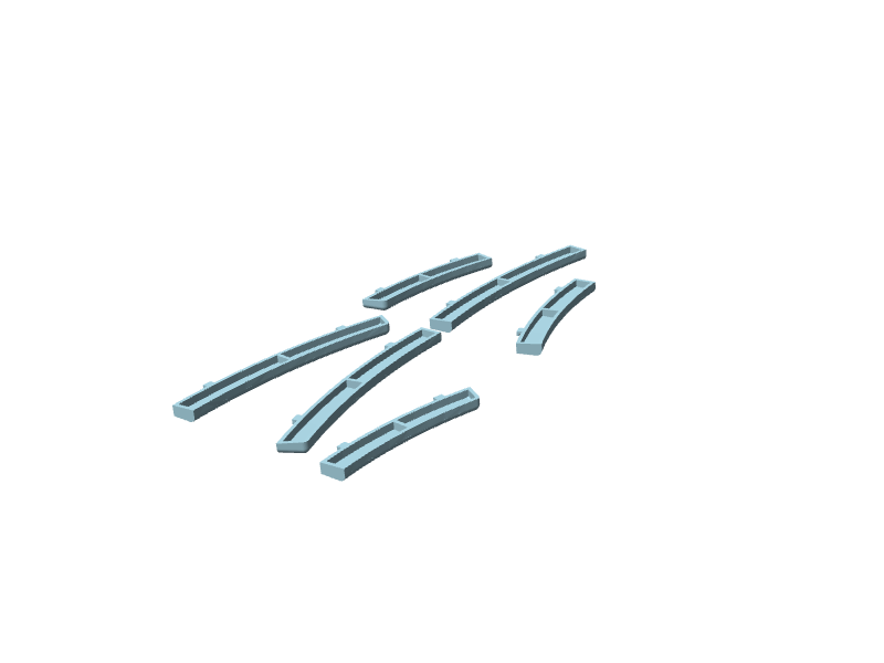 Bordi curvi per pista slot car, set di sei pezzi