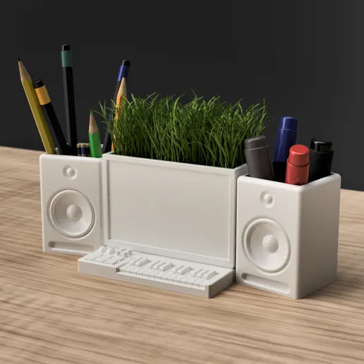 Organizer Portapenne a Forma di Pianoforte con Diffusori