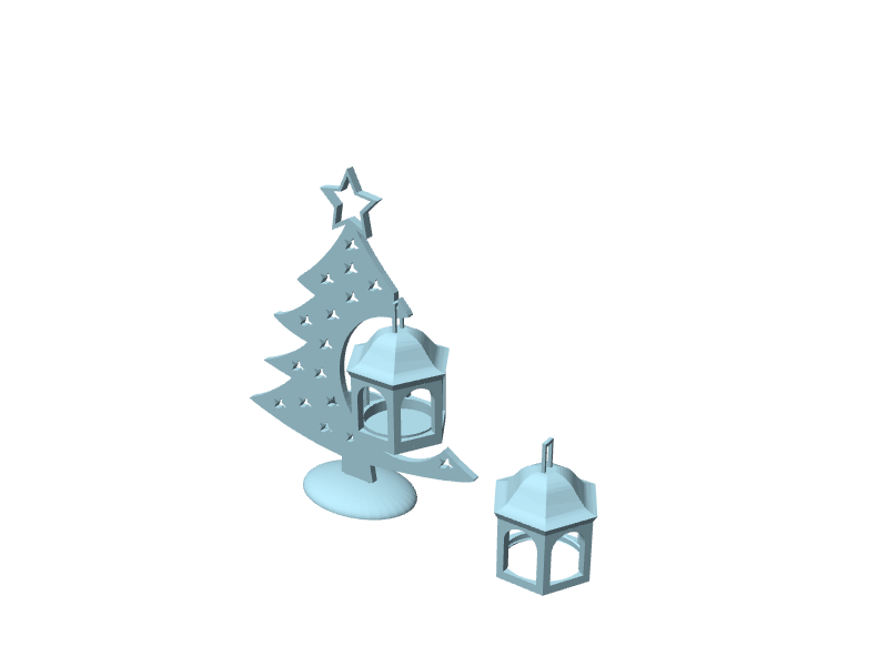 Lanterna di Natale con Albero, decorazione da tavolo