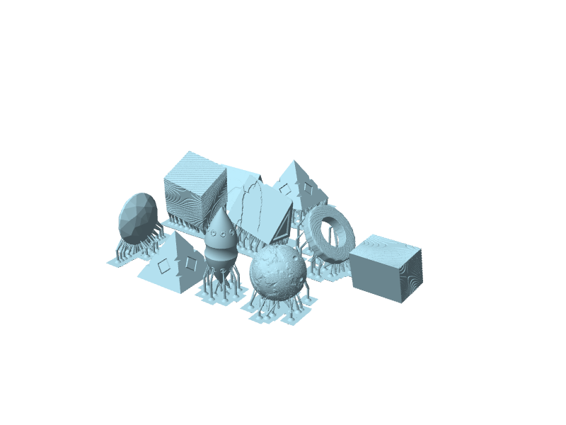 Set di forme geometriche per test di stampa 3D