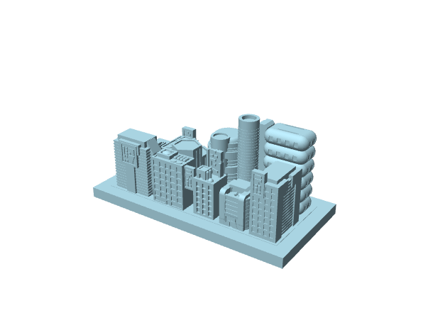 Edificio urbano in miniatura con grattacieli