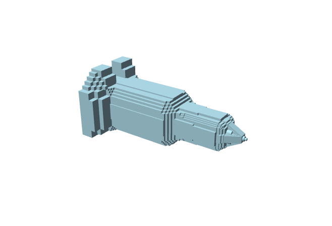 Statuina artefatto G-Coin in stile voxel